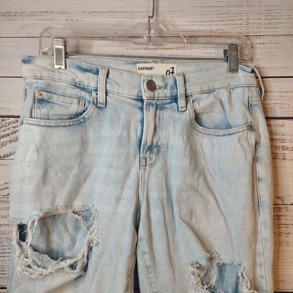 Women's Distressed High Rise Ankle Straight Jeans sz 7 Light Blue - Picture 3 of 11